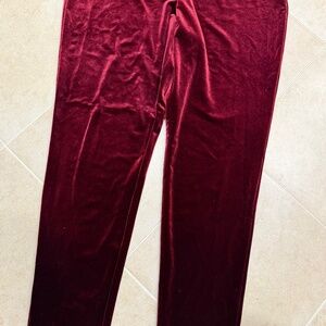 INC International Concepts Velvet Skinny Legging Burgundy Red Women's XL NEW